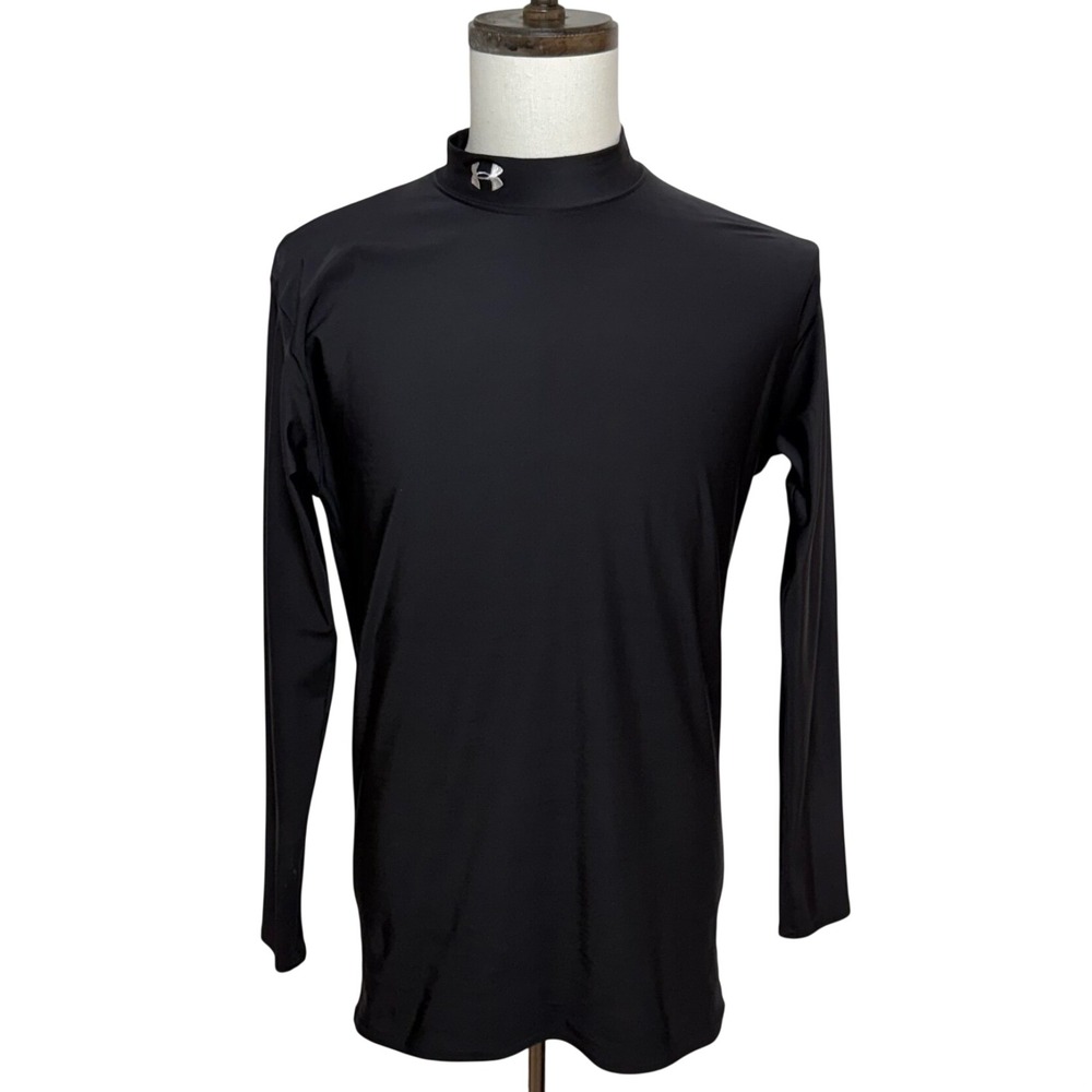 Under Armour Mock Neck Shirt Mens XXL Black Long Sleeve Compression Athletic Top